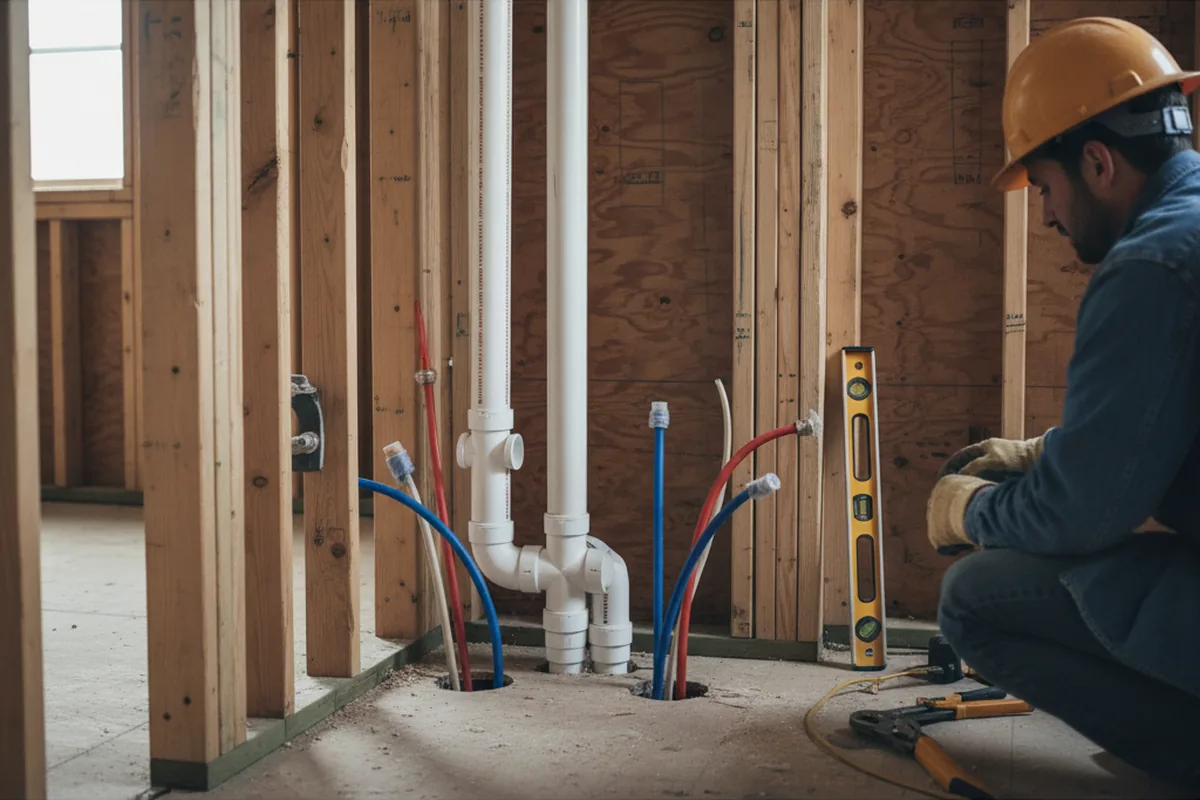 Drain and supply rough-in during Drain Cleaning in Del Mar