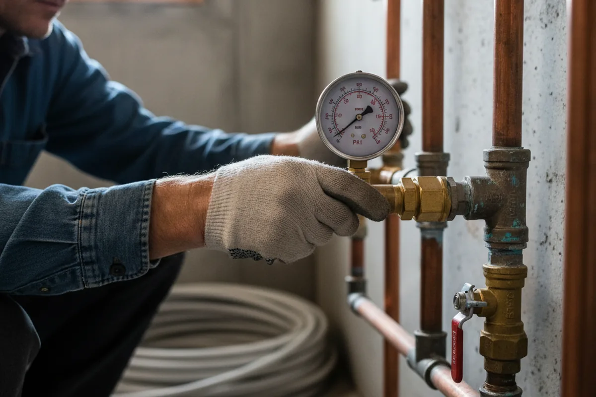 Pressure testing a repaired line during Water Line Repair in Del Mar